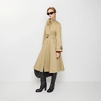Long Gabardine Ellingham Fit-and-flare Car Coat in Beige - Women, Cotton Gabardine | Burberry® Official
