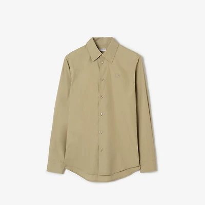 Regular Fit Cotton Poplin Shirt in Sparrow beige - Men | Burberry® Official