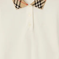 Check Collar Cotton Polo Shirt in Chalk white - Women | Burberry® Official