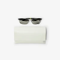 Metal Shield Rectangular Sunglasses​ in Silver - Men | Burberry® Official