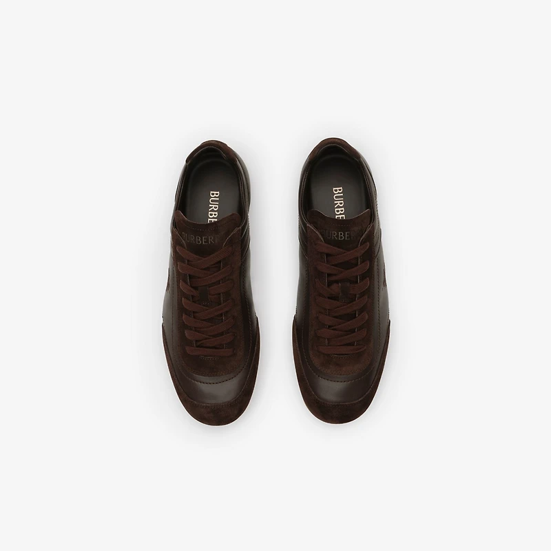 Leather Knight Runner Sneakers​ in Moorhen brown - Men | Burberry® Official