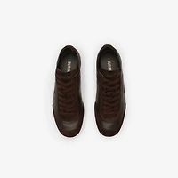 Leather Knight Runner Sneakers​ in Moorhen brown - Men | Burberry® Official