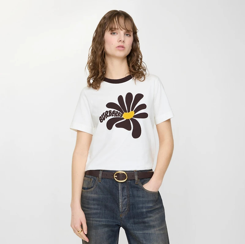 Daisy Cotton T-shirt in Chalk white - Women | Burberry® Official