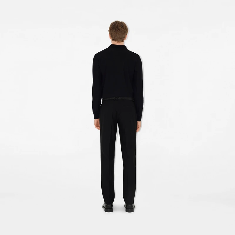 Long-sleeve Cotton Polo Shirt in Black - Men | Burberry® Official