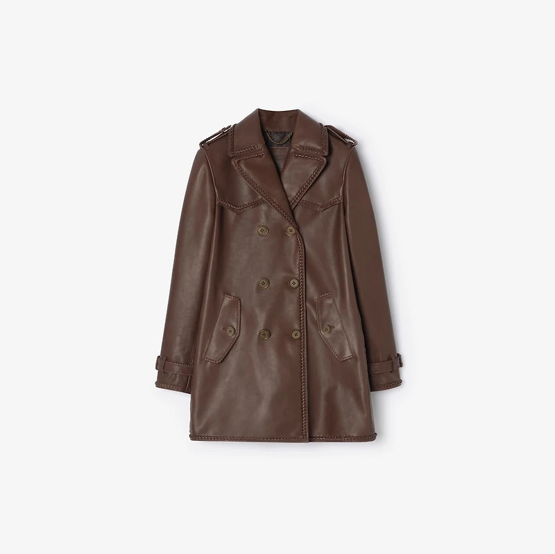 Short Fringed Leather Trench Coat in Mid brown - Women | Burberry® Official
