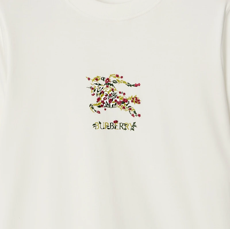 Floral EKD Cotton T-shirt in Chalk white - Women | Burberry® Official