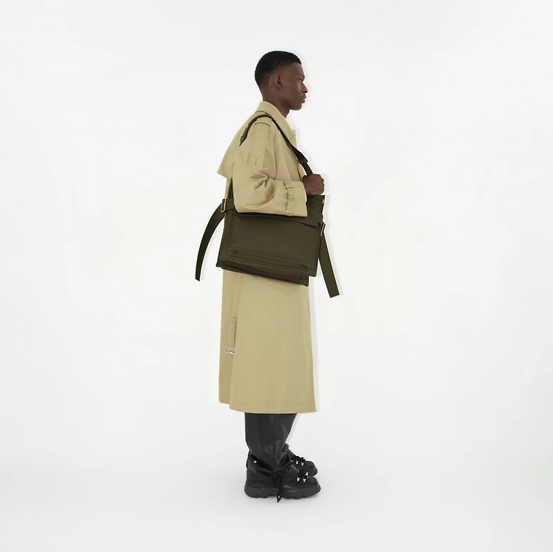Medium Trench Tote in Olive - Men, Cotton Gabardine | Burberry® Official