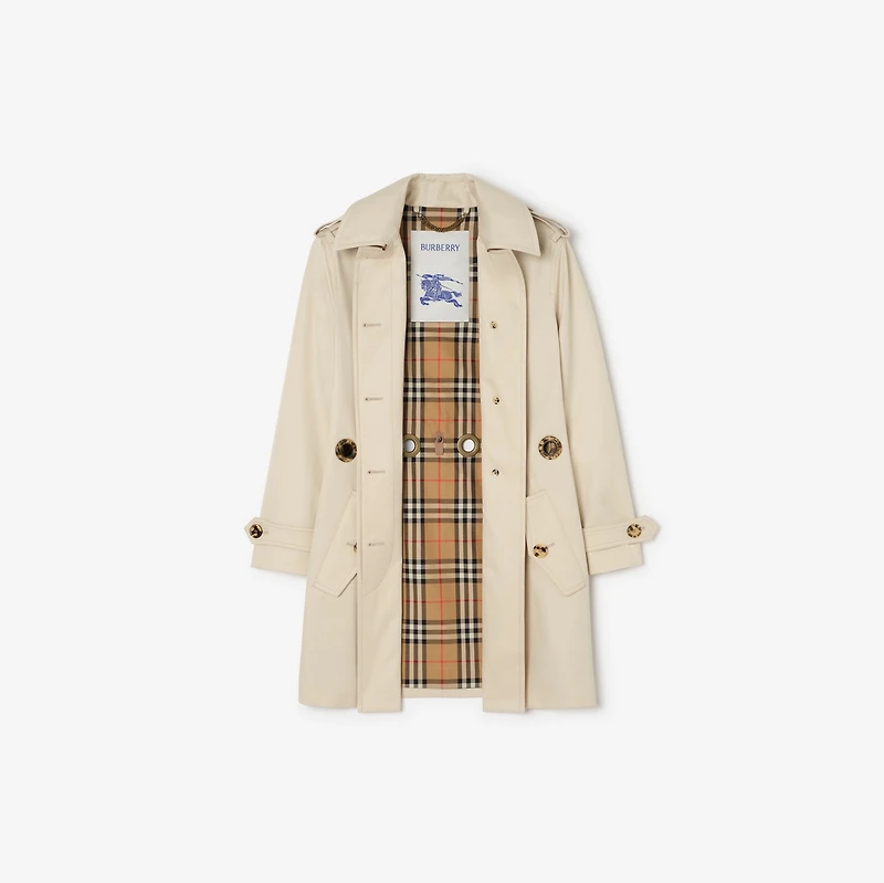 Short Gabardine Stonehaven Car Coat in Clam beige - Women, Cotton Gabardine | Burberry® Official