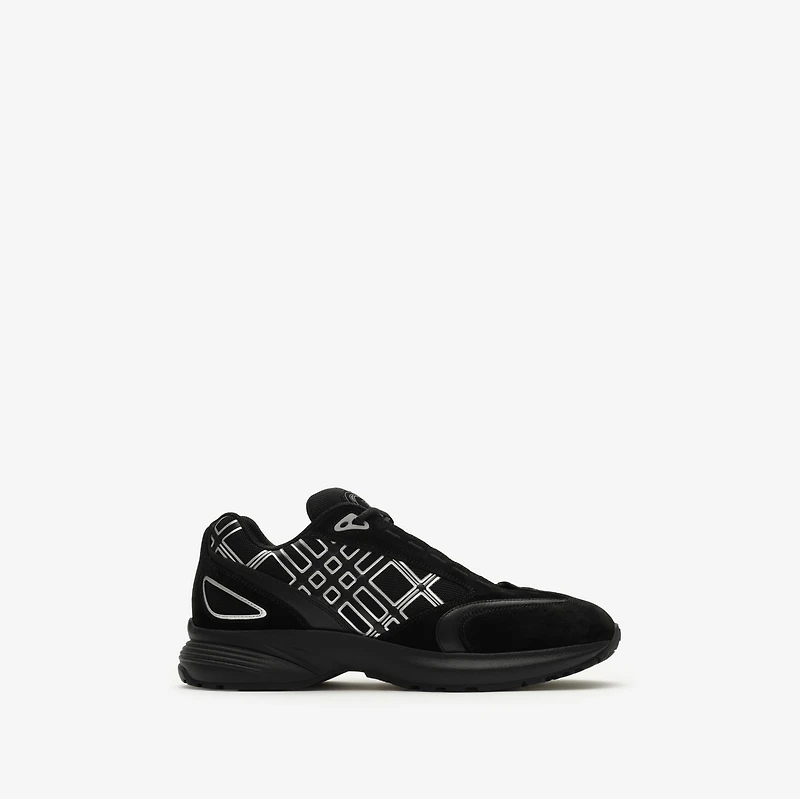 Nylon, Suede and Leather Eclipse Sneakers in Black - Men | Burberry® Official