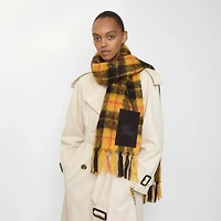 Check Mohair Wool Scarf in Crown yellow | Burberry® Official