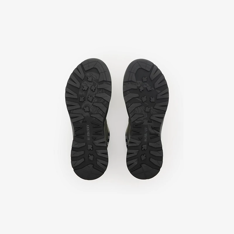 Check and Mesh Discover Sneakers​ in Thicket green - Men | Burberry® Official