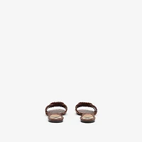 Leather Knight Stamp Slides​ in Saddle brown - Women | Burberry® Official
