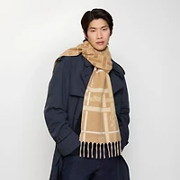 Belt Check Cashmere Scarf in Finch beige | Burberry® Official