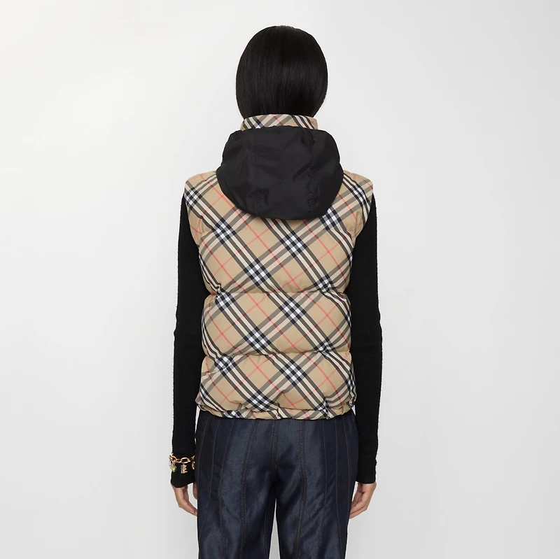 Check Puffer Gilet in Sand beige - Women | Burberry® Official