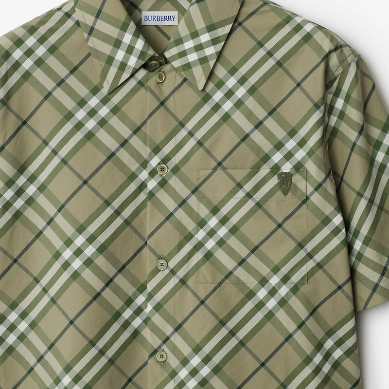Cropped Check Cotton Shirt in Saxon - Women | Burberry® Official