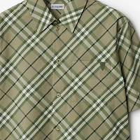 Cropped Check Cotton Shirt in Saxon - Women | Burberry® Official