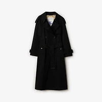 Long Gabardine Fitzrovia Trench Coat in Black - Women, Cotton Gabardine | Burberry® Official
