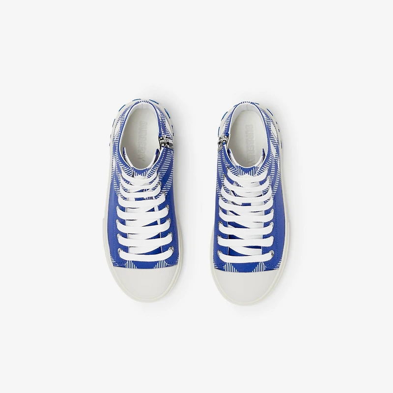 Check Gabardine High-top Sneakers in Knight - Children | Burberry® Official
