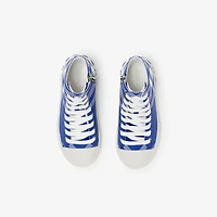 Check Gabardine High-top Sneakers in Knight - Children | Burberry® Official