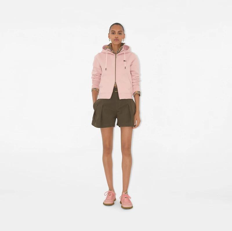 Knight Stamp Cotton Zip Hoodie in Bouquet - Women | Burberry® Official
