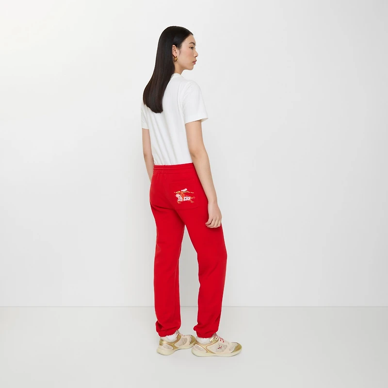 Watercolour EKD Cotton Jogging Pants in Crayon red - Women | Burberry® Official