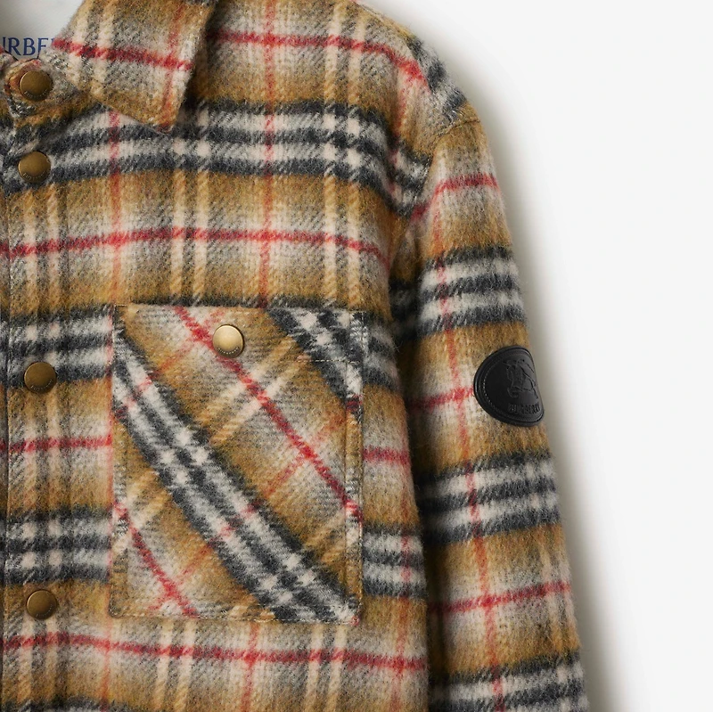 Check Wool Overshirt in Beige - Men | Burberry® Official