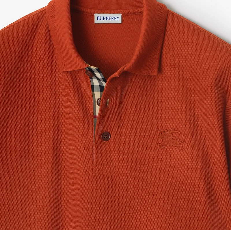 Cotton Polo Shirt in Fire orange - Men | Burberry® Official