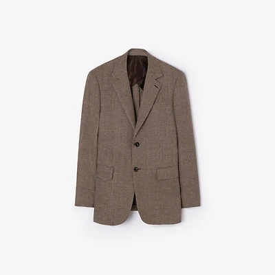 Check Wool Linen Blend Sloane Tailored Jacket in Soap beige/brown - Men, Nylon | Burberry® Official