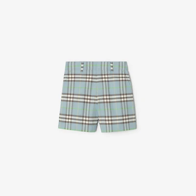 Check Cotton Shorts in Misty blue | Burberry® Official