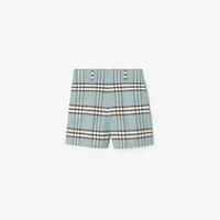 Check Cotton Shorts in Misty blue | Burberry® Official