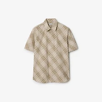 Relaxed Fit Check Cotton Shirt in Stone grey - Men | Burberry® Official