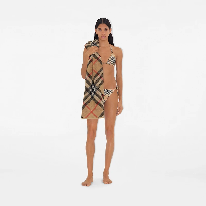 Check Cotton Towel in Sand | Burberry® Official