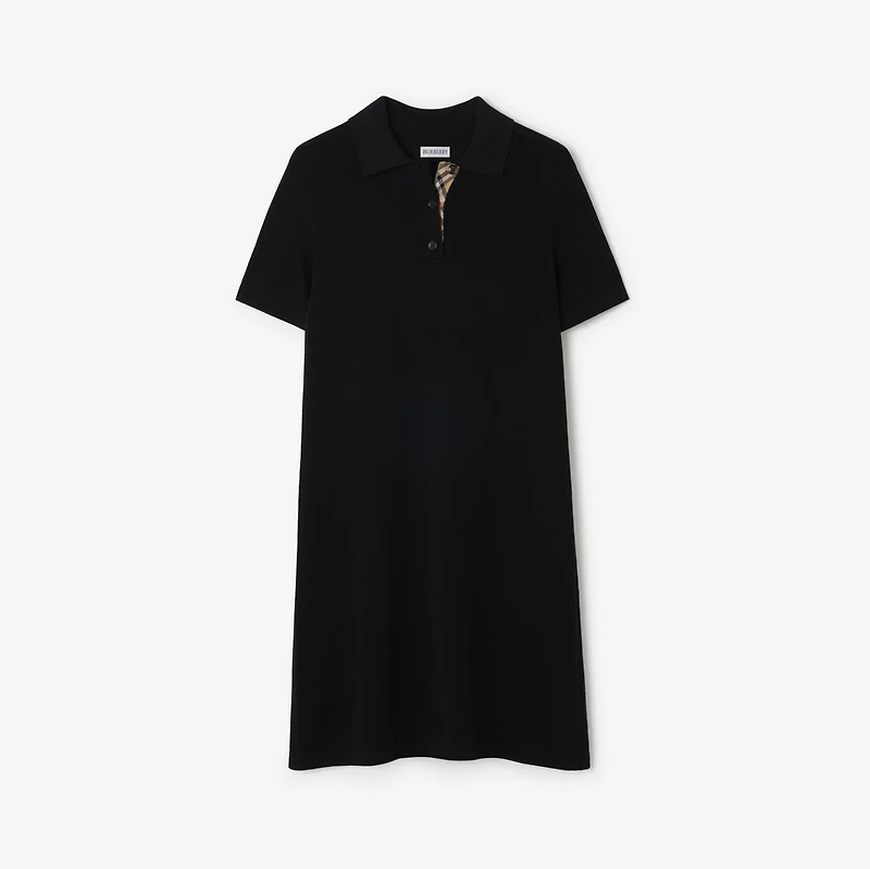 Wool Polo Shirt Dress in Black - Women | Burberry® Official