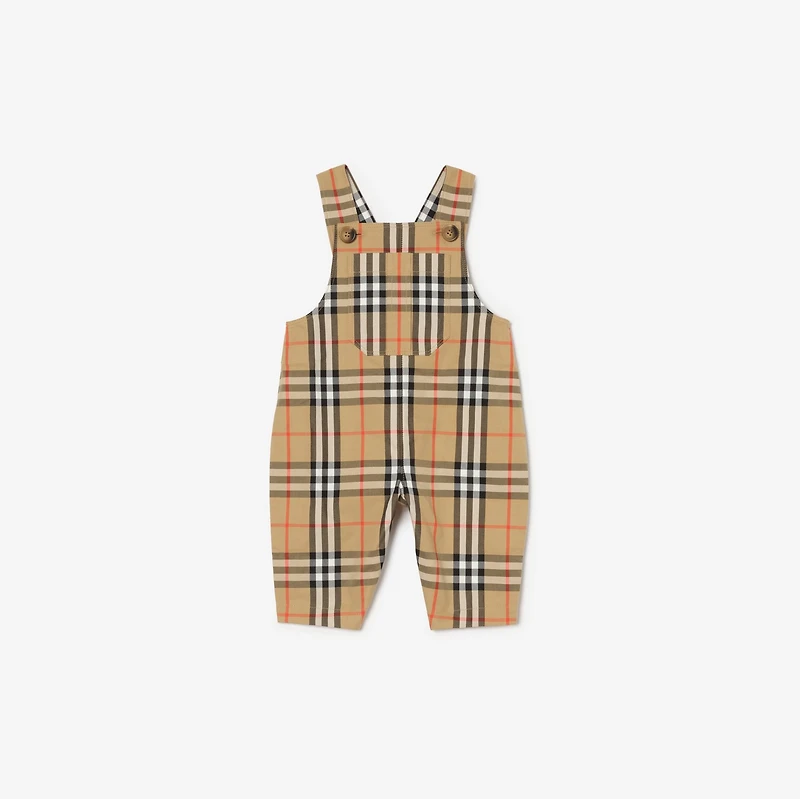 Check Cotton Three-piece Baby Gift Set in Sand beige - Children | Burberry® Official