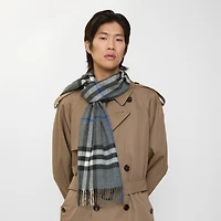 Check Cashmere Scarf in Marlborough grey | Burberry® Official