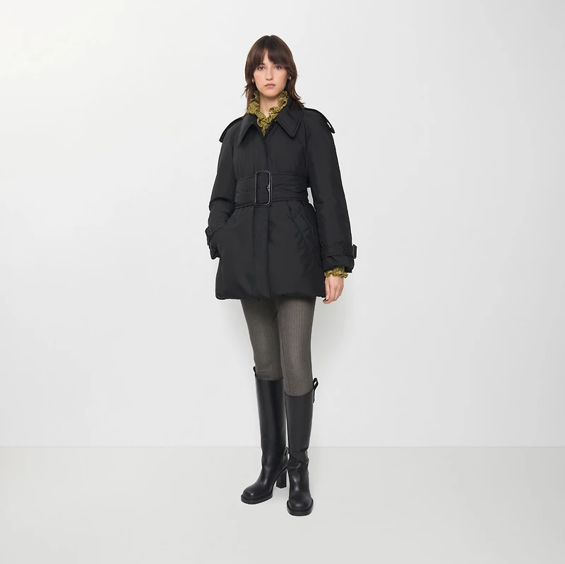 Belted Berryhill Padded Car Coat in Black - Women | Burberry® Official