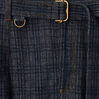 High Rise Wide Check Denim Jeans in Indigo - Women, Cotton | Burberry® Official