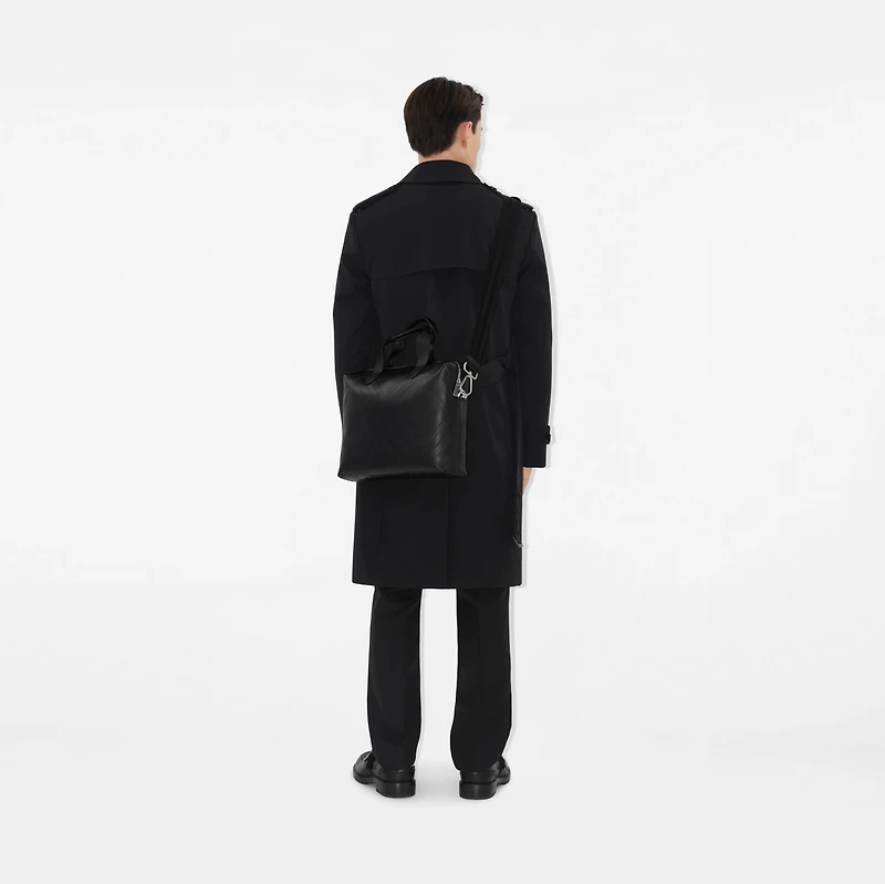 Embossed Check Briefcase in Black - Men | Burberry® Official