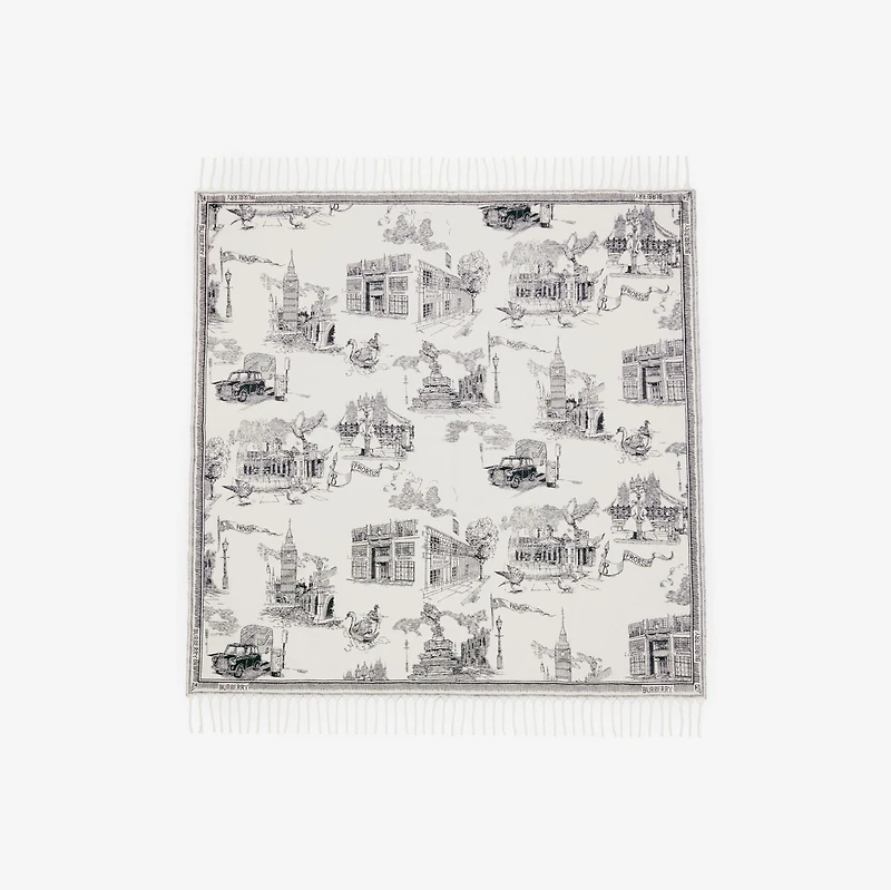 London Landmarks Cashmere Wool Blanket in Monochrome | Burberry® Official