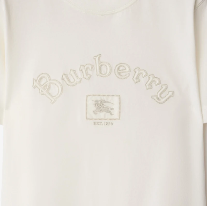 Gothic Logo Cotton T-shirt in Chalk - Women | Burberry® Official