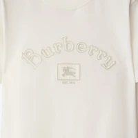 Gothic Logo Cotton T-shirt in Chalk - Women | Burberry® Official
