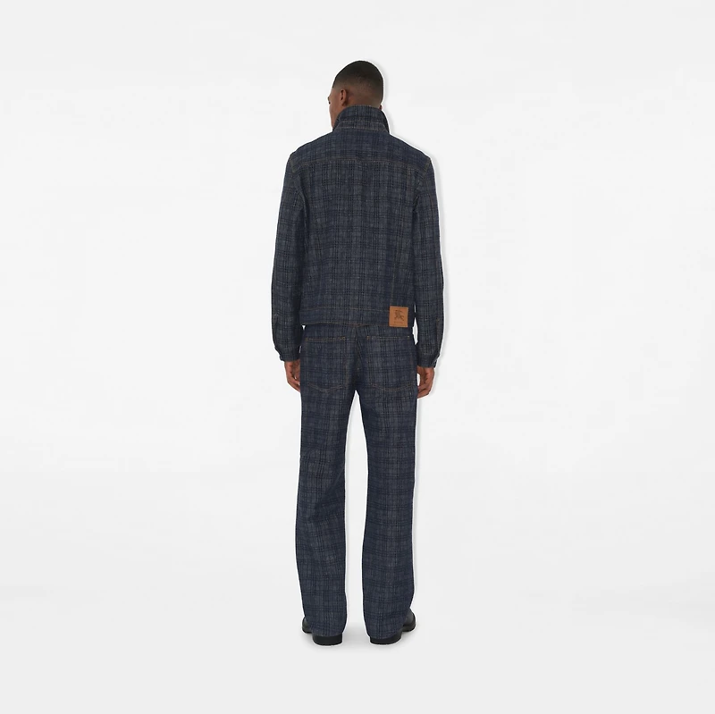 Loose Check Denim Jeans in Indigo blue - Men, Cotton | Burberry® Official