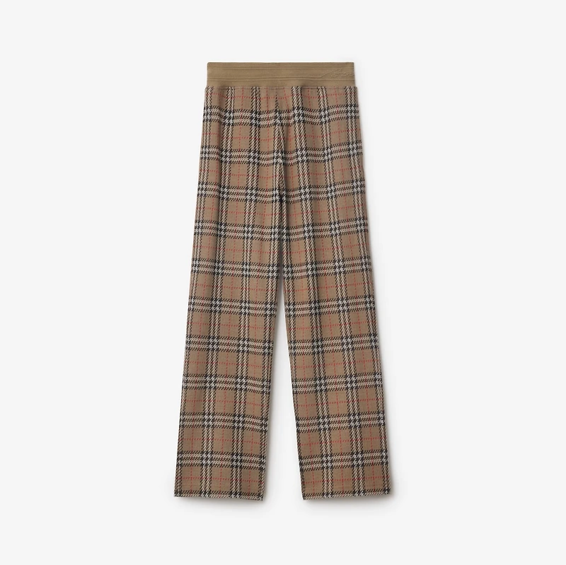 Check Cotton Blend Track Pants in Nut - Men, Nylon | Burberry® Official