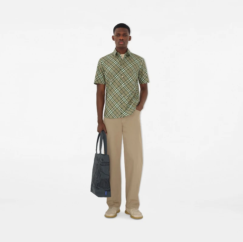 Check Cotton Shirt in Skylark - Men | Burberry® Official