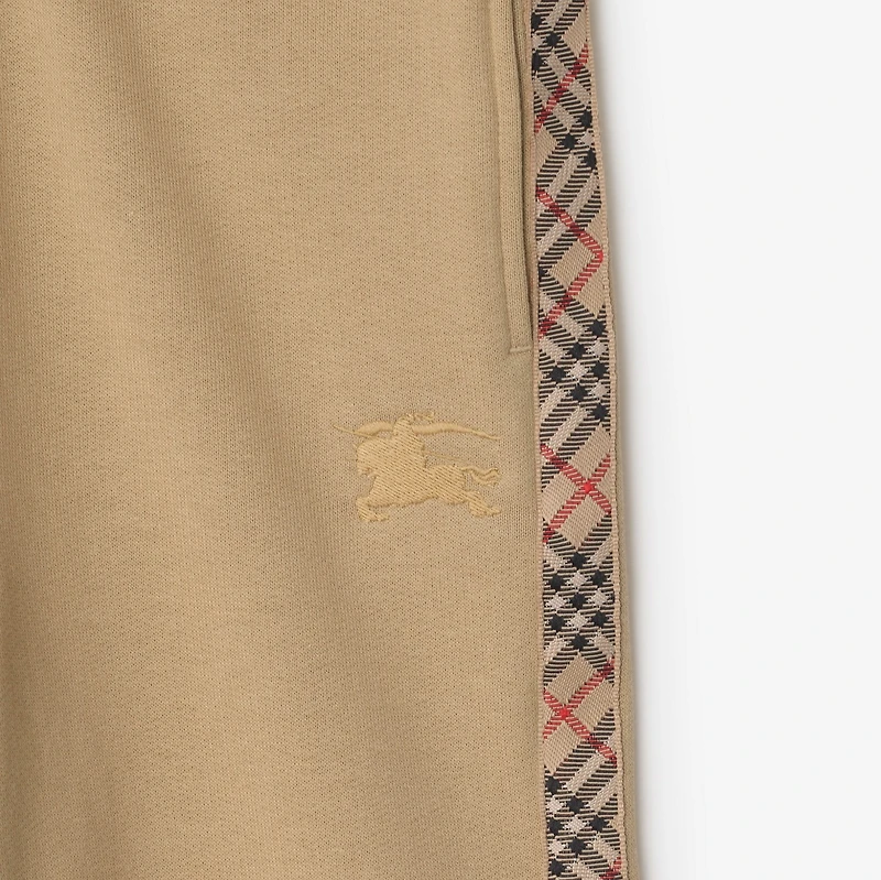 Check Trim Cotton Jogging Pants in Sand beige | Burberry® Official