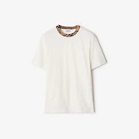 Check Trim Cotton T-shirt in Chalk white - Men | Burberry® Official