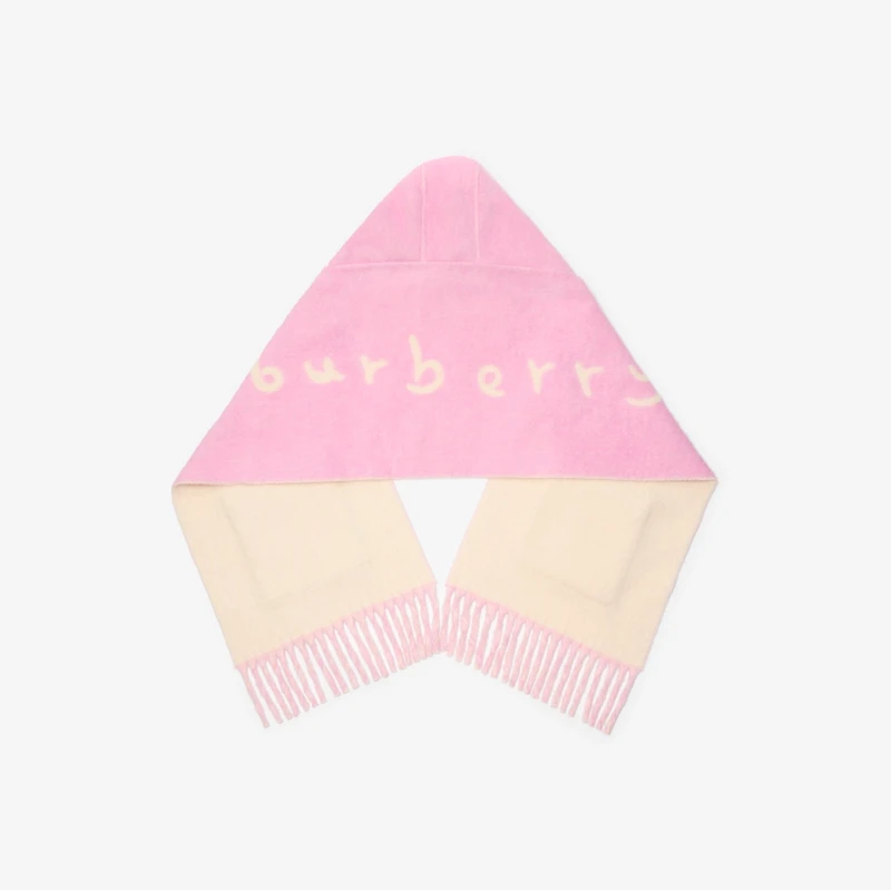 Logo Alpaca Wool Blend Hooded Scarf in Sugar pink | Burberry® Official
