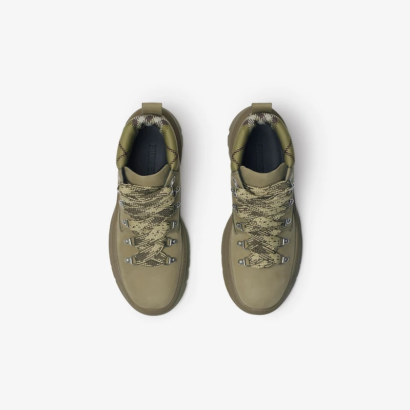 Nubuck Scoot Hike Boots​ in Swamp - Men | Burberry® Official