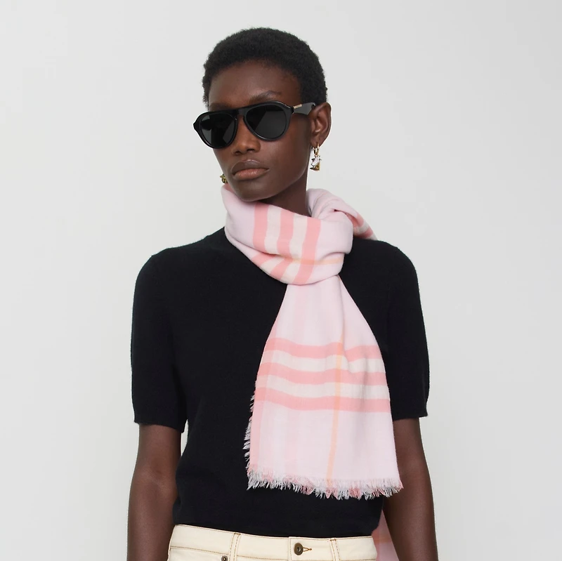Wide Check Wool Scarf in Sugar | Burberry® Official