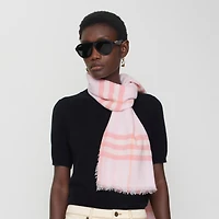 Wide Check Wool Scarf in Sugar | Burberry® Official